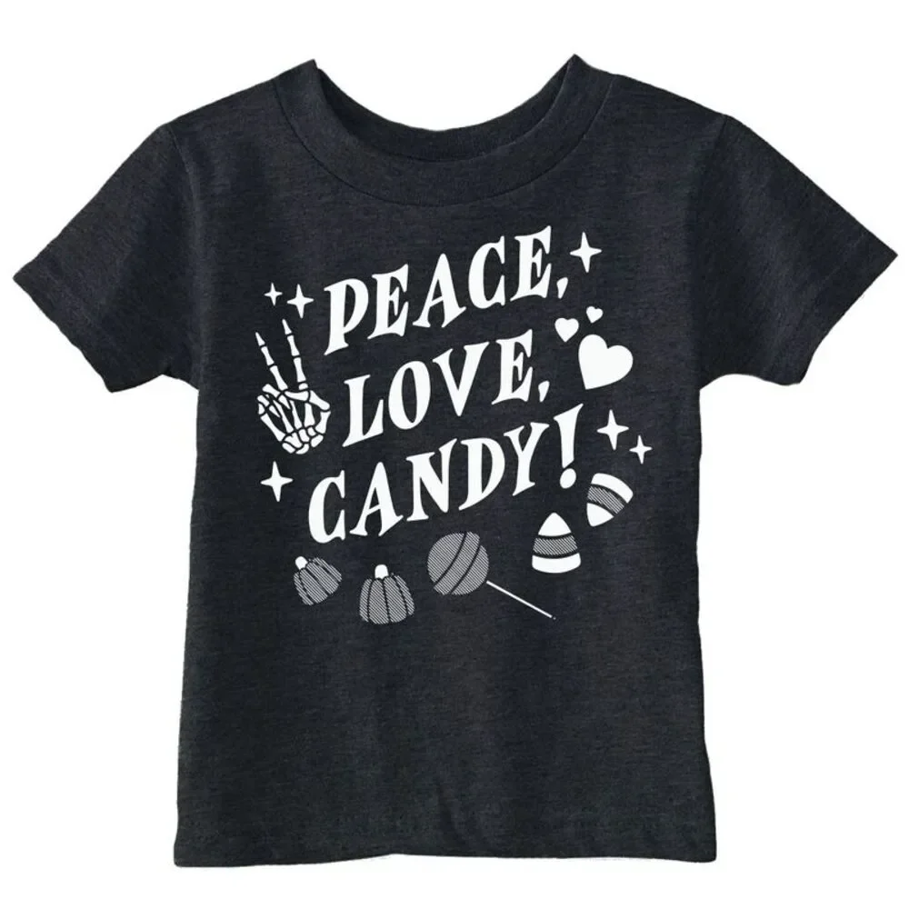Toddler T Shirts Peace Love Candy Halloween Tee For Young Kids